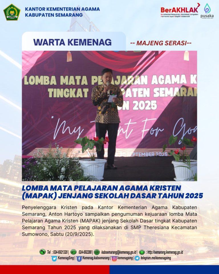 Lomba Mata Pelajaran Agama Kristen(MAPAK) Jenjang Sekolah Dasar Tahun 2025